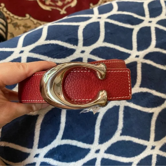 Coach Tan Leather Belt with Silver Buckle - Picture 4 of 4